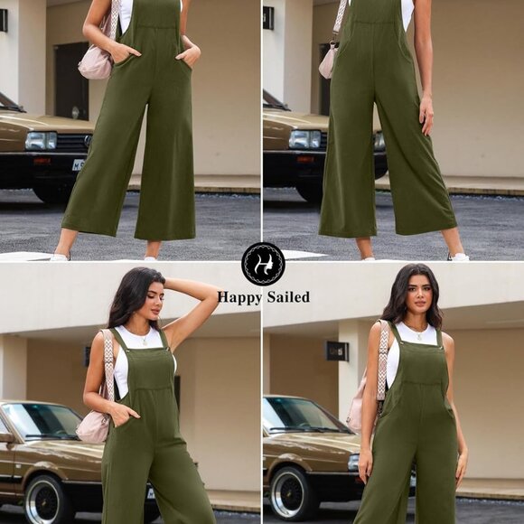 Women Corduroy Overalls Winter Fall Casual Loose Sleeveless Adjustable Strap Wid - Picture 5 of 9